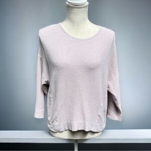 🌻J. Jill Boxy Oatmeal Color Waffle Cashmere Cotton Slub Knit Pullover S Petite